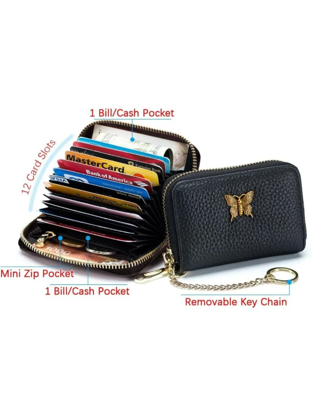 Stylish RFID Credit Card Holder Wallet for Women - Coral Pink Business Card Case